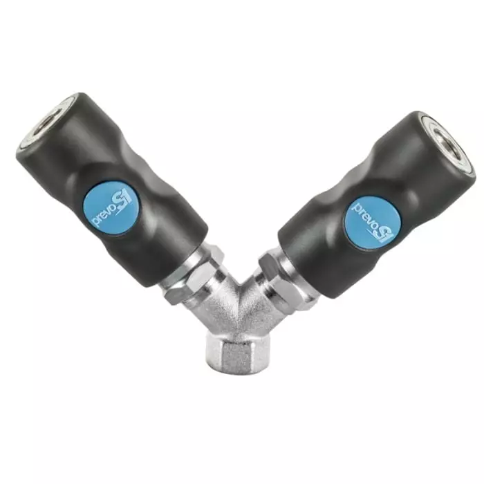 PREVOST Composite Body Female Safety Y-Shaped Quick Connect Coupling, G 1/4 Female Threaded, ISI 068101