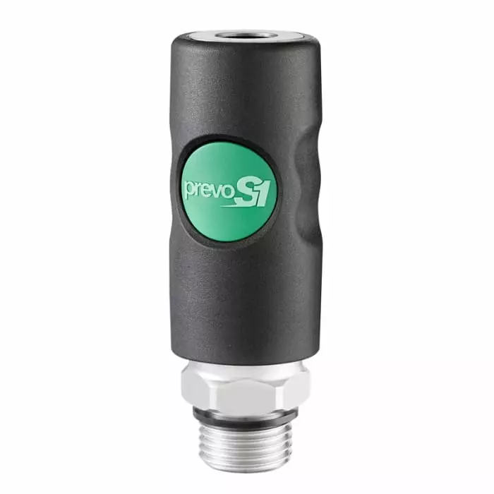PREVOST Composite Body Male Safety Quick Connect Coupling, G 3/8 Male Threaded, ESI 111152EB