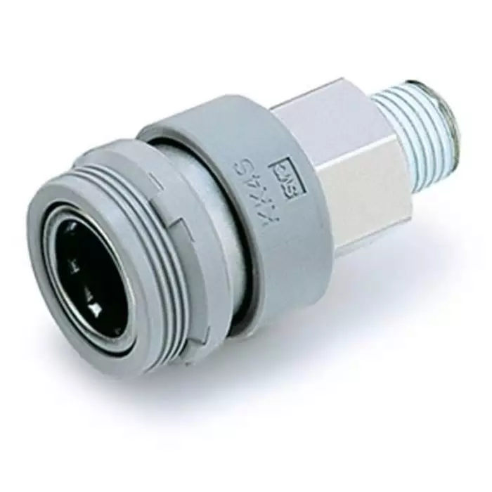 SMC Steel Female Pneumatic Quick Connect Coupling, R 1/4 Male Threaded, KKH4S-02MS (Pack of 5 )
