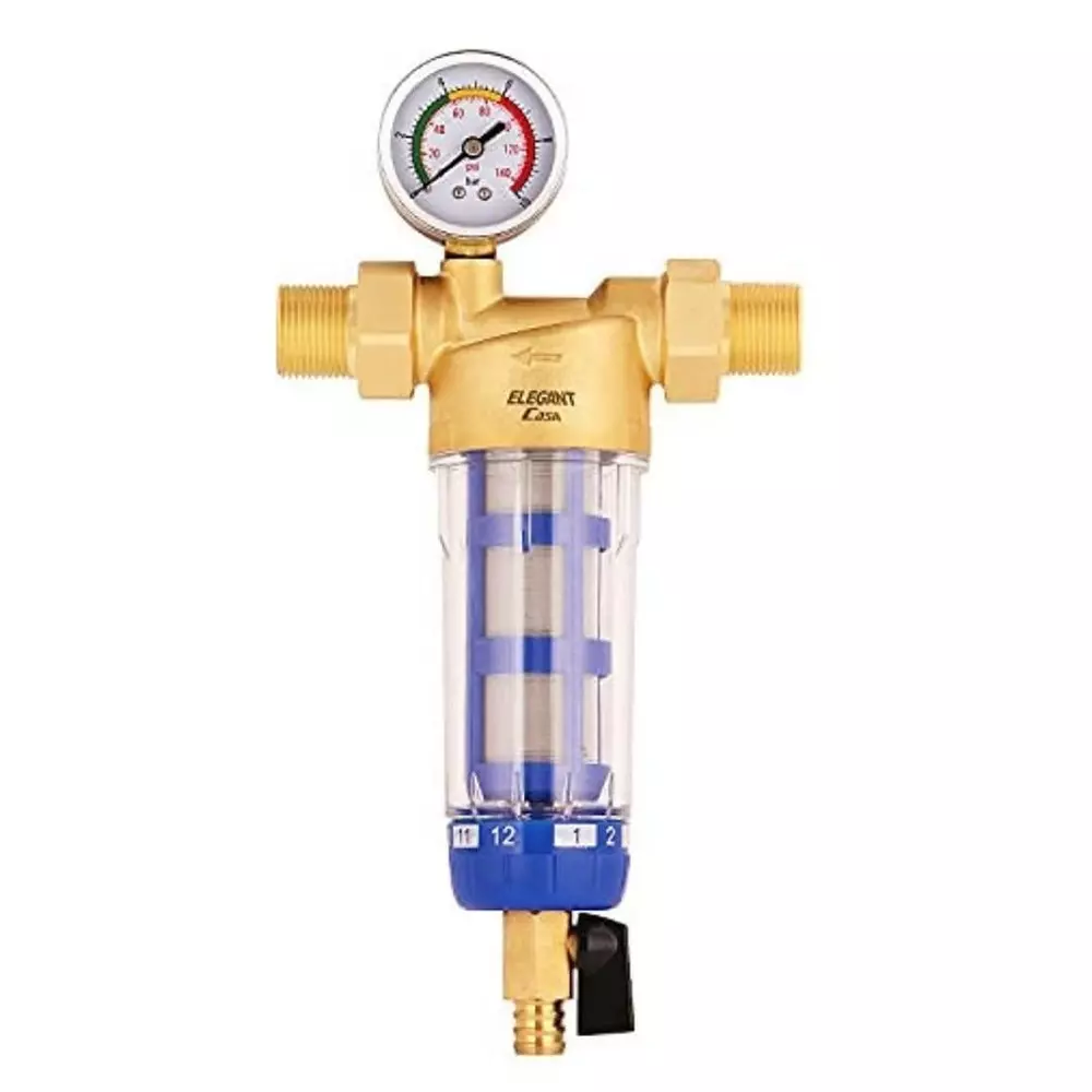 ELEGANT CASA Inlet Water Tank Filter with Pressure Gauge Cylindrical, EC-006