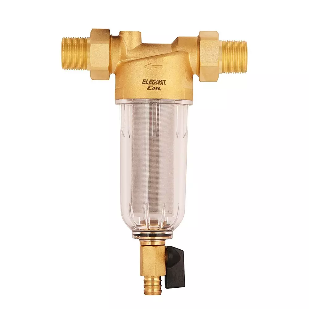 ELEGANT CASA Inlet Water Filter Brass and Polycarbonate Cylindrical 4200 L Capacity, EC-005