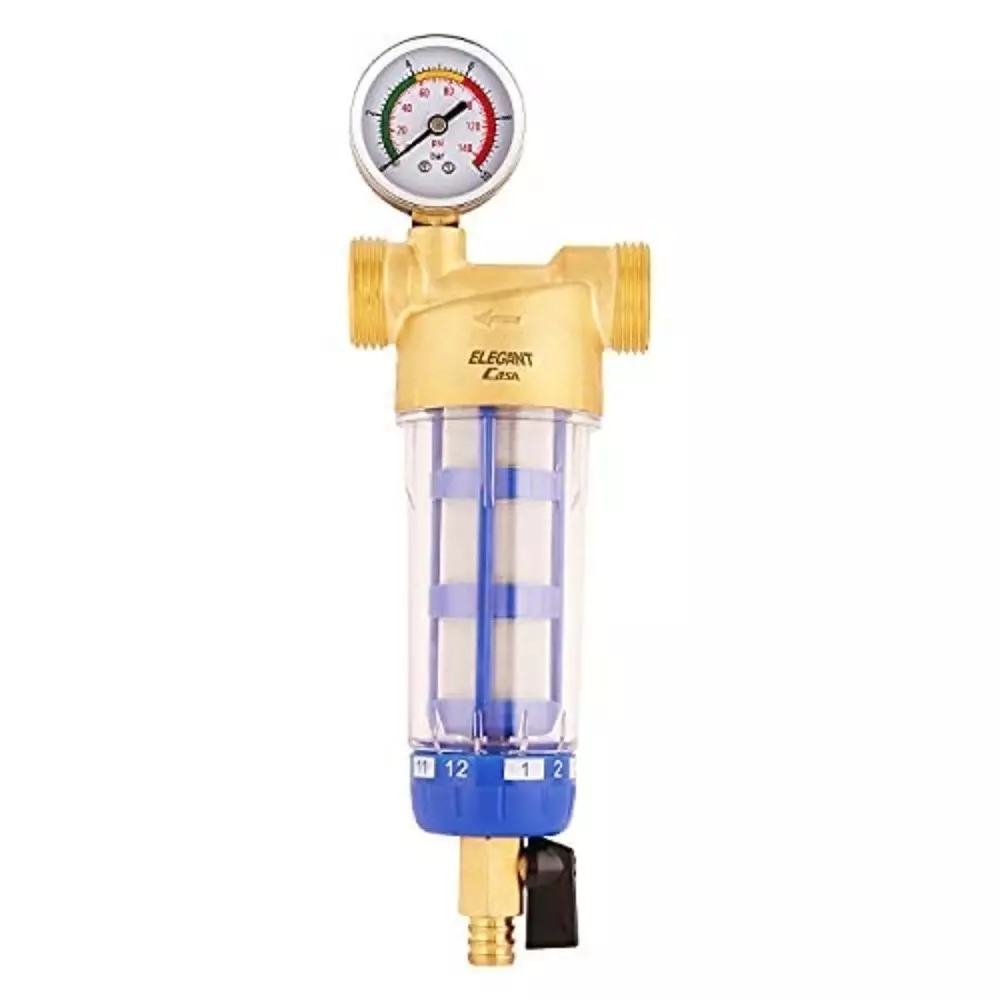 ELEGANT CASA Inlet Water Tank Filter with Pressure Gauge Cylindrical 4000 L Capacity, EC-007