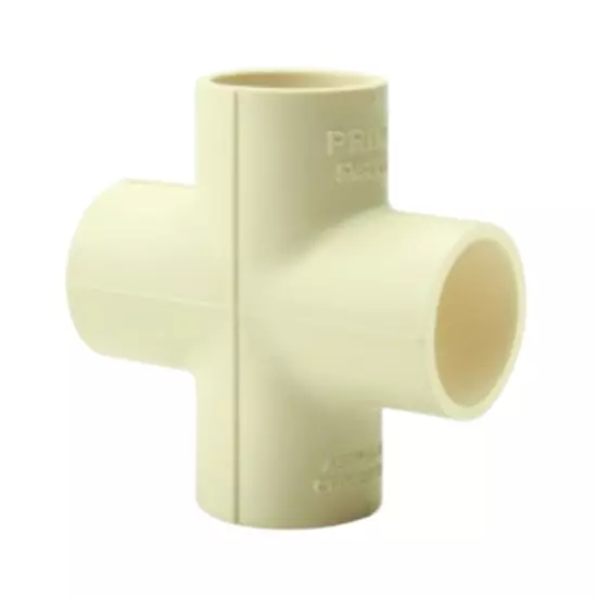 Prince SmartFit Plus Four Way Tee Moulded Fittings CPVC 1.27 cm (1/2 inch) Size, Cream