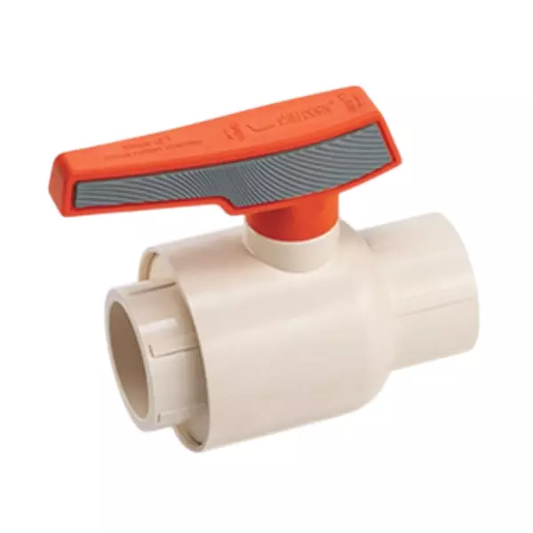 Prince SmartFit Plus Ball Valve with Rubberized Gripper Handle Moulded Fittings CPVC 38 mm (1½ inch) Size, Beige & Orange