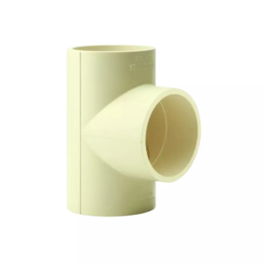 Prince SmartFit Plus Equal Tee Moulded Fittings CPVC 7.62 cm (3 inch), Cream