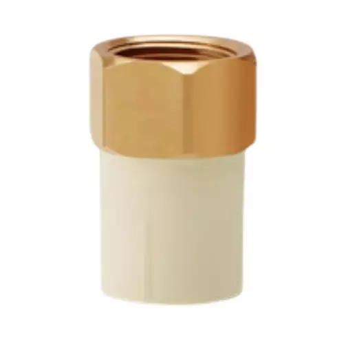 Prince SmartFit Plus Female Threaded Adapter Brass Inserts Fittings CPVC 1.27 cm (1/2 inch) Size, Cream