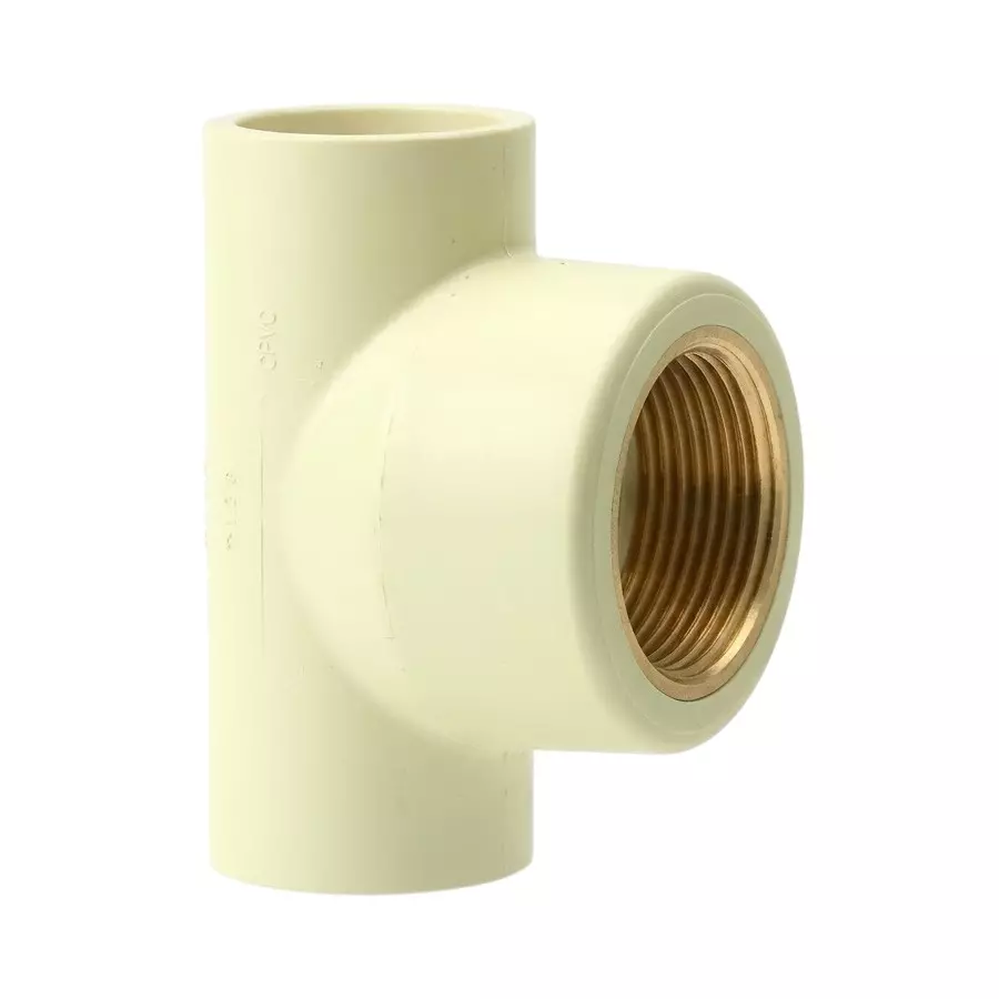 Prince SmartFit Plus Series Female Threaded Tee CPVC Brass Insert Fitting Size 1-1/4 x 1/2 inch (32x15 mm) and SDR 11 Class, SIM108119 (Pack of 14)