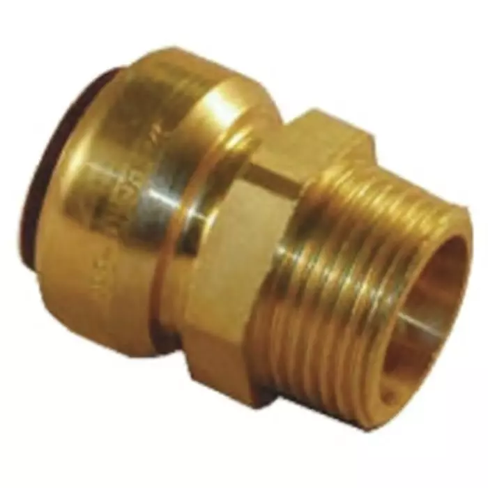 Pegler Yorkshire Brass Pipe Fitting Straight Push Fit Taper Coupler Male R 3/4in to Female 22 mm, 65292
