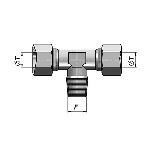 Chiffon Tee Connector Carbon Steel 1.14 BSPx1.50 inch, CI/001/CS/315
