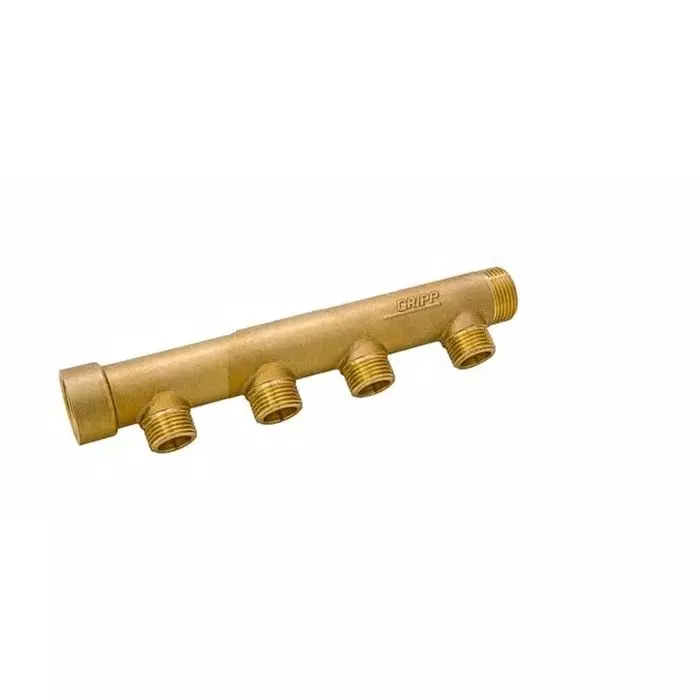 WATTS Brass Pipe Fitting Straight CompressionManifold Male 3/4in to Male 1/2in, 3683