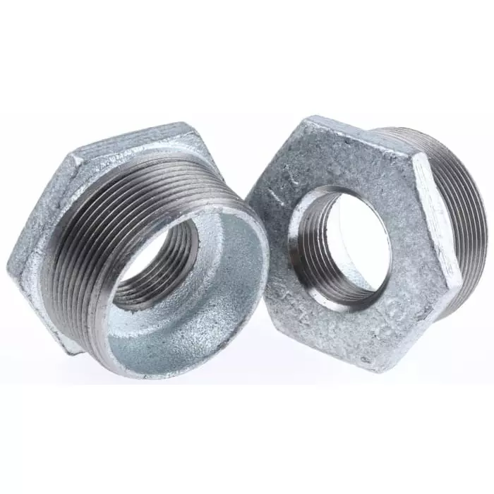 Georg Reducer Bush Fischer Galvanised malleable Iron Fitting Straight male BSPT 2in to Female BSPP 1in, 770241239 (Pack of 2)