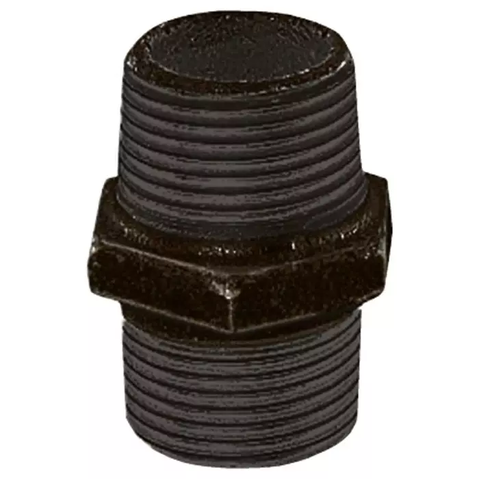 Georg Hexagon Nipple Fischer Black Oxide malleable Iron Fitting male BSPT 1/2in to 1/2in, 770280104 (Pack of 10)