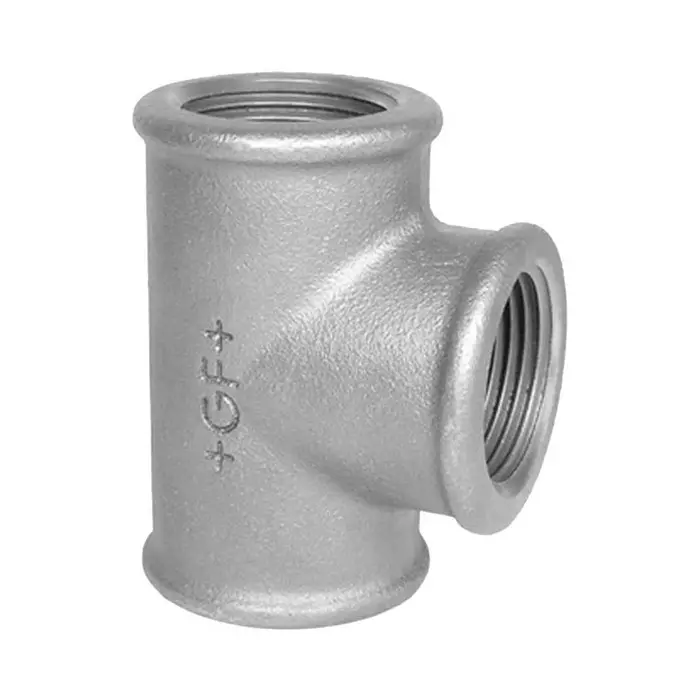 Georg Reducing Increasing Tee Fischer Galvanised malleable Iron Fitting Female BSPP 1-1/2in to 1-1/2in, 770130269 (Pack of 2)