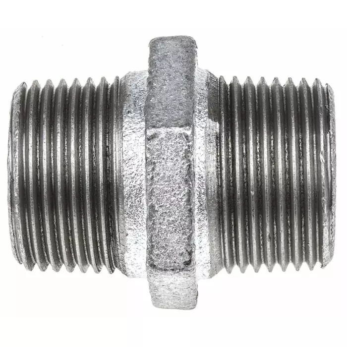 Georg Hexagon Nipple Fischer Galvanised malleable Iron Fitting male BSPT 1in to 1in, 770280206 (Pack of 10)