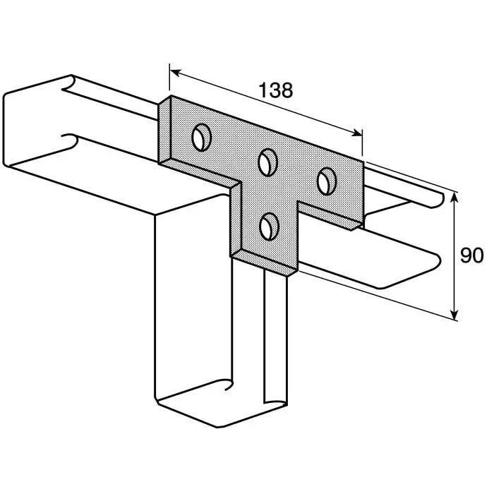 Unistrut Steel T Shape Bracket 4 Hole 14.3 mm Holes 136.5x88.9 mm, P 1031 (Pack of 5)