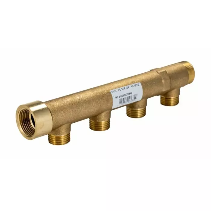 WATTS Brass Pipe Fitting Straight CompressionManifold Male 3/4in to Male 1/2in, 3684