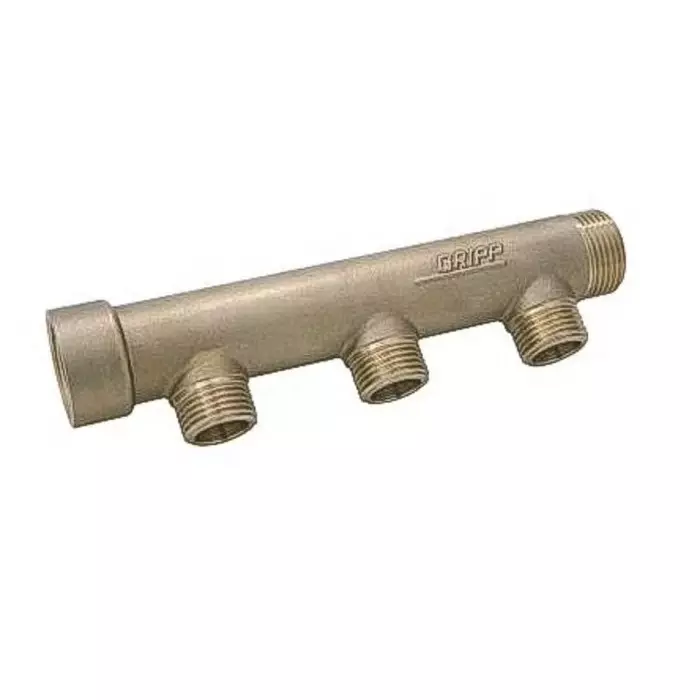 WATTS Brass Pipe Fitting Straight CompressionManifold Male 3/4in to Male 1/2in, 3686