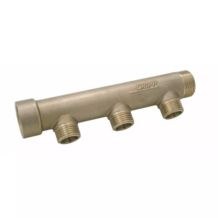 WATTS Brass Pipe Fitting Straight CompressionManifold Male 3/4in to Male 1/2in, 3682
