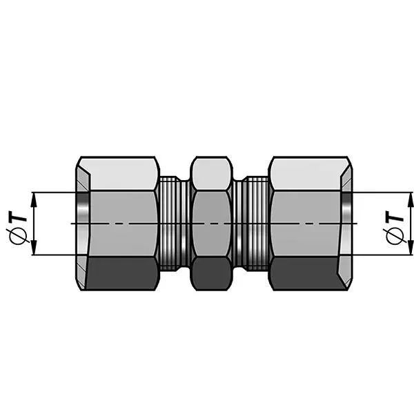 Chiffon Straight Union Coupling Carbon Steel 20 mm (0.79 inch), CI/001/CS/322