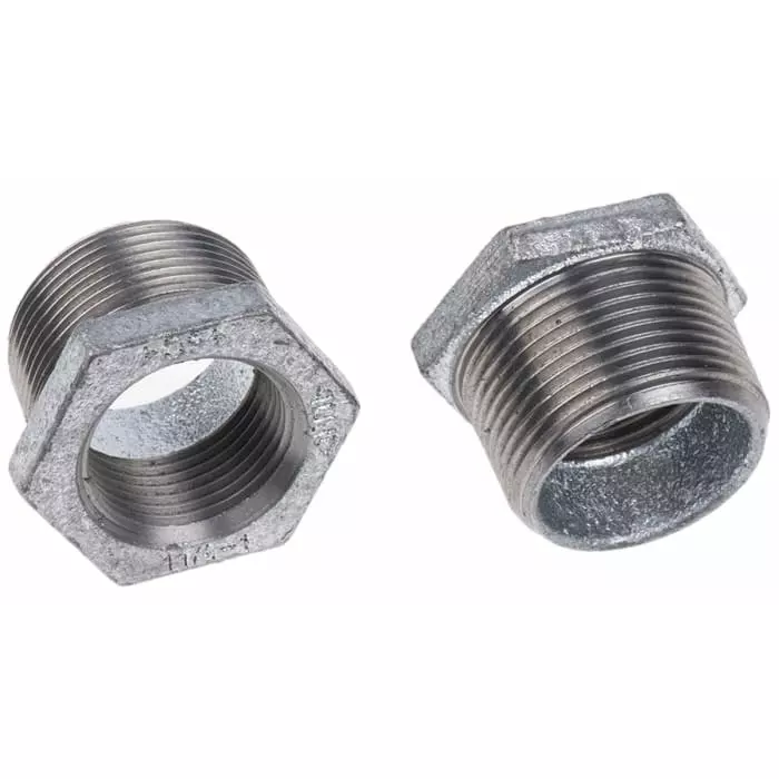 Georg Reducer Bush Fischer Galvanised malleable Iron Fitting Straight male BSPT 1-1/4in to Female BSPP 1in, 770241231 (Pack of 5)