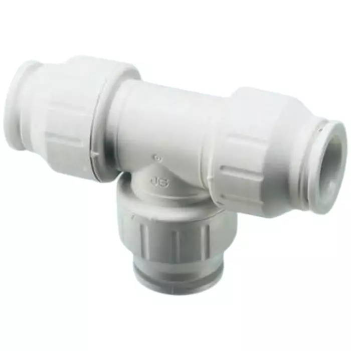 John Guest Plastic Pipe Fitting 90° Push Fit Tee 22 mm, PEM0222W (Pack of 2)