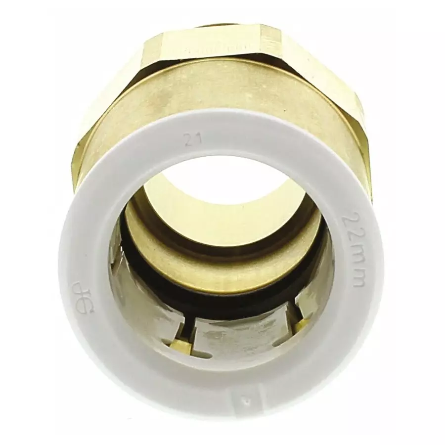 John Guest Brass Pipe Fitting Straight Push Fit Coupler Male 3/4in to Female 22 mm, 22MC(3/4)BRASS
