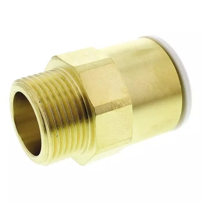 John Guest Brass Pipe Fitting Straight Push Fit Coupler Male 3/4in to Female 22 mm, 22MC(3/4)BRASS