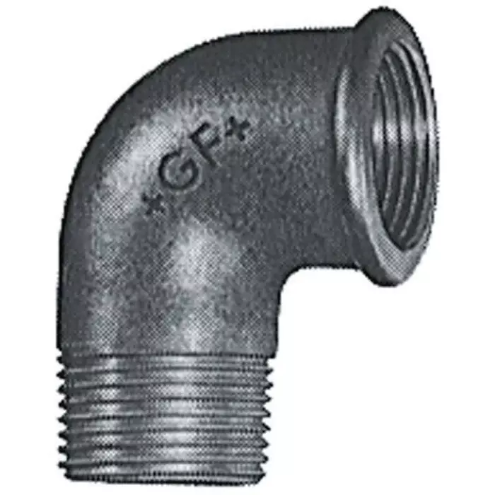 Georg Elbow Fischer Galvanised malleable Iron Fitting 90° male BSPT 1/4in to Female BSPP 1/4in, 770092202 (Pack of 10)