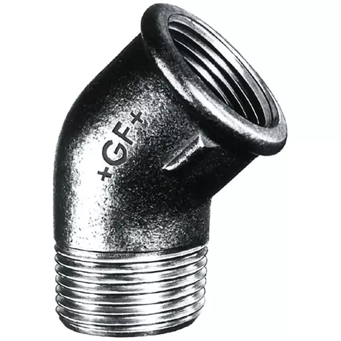 Georg Elbow Fischer Black Oxide malleable Iron Fitting 45° male BSPT 1/2in to Female BSPP 1/2in, 770121104 (Pack of 5)