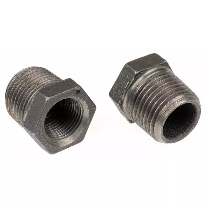 Georg Reducer Bush Fischer Black malleable Iron Fitting Straight male BSPT 1/2in to Female BSPP 3/8in, 770241120 (Pack of 5)