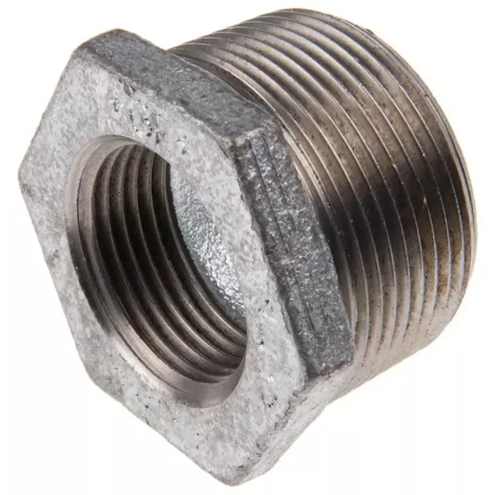Georg Reducer Bush Fischer Galvanised malleable Iron Fitting Straight male BSPT 1-1/2in to Female BSPP 1in, 770241235 (Pack of 5)