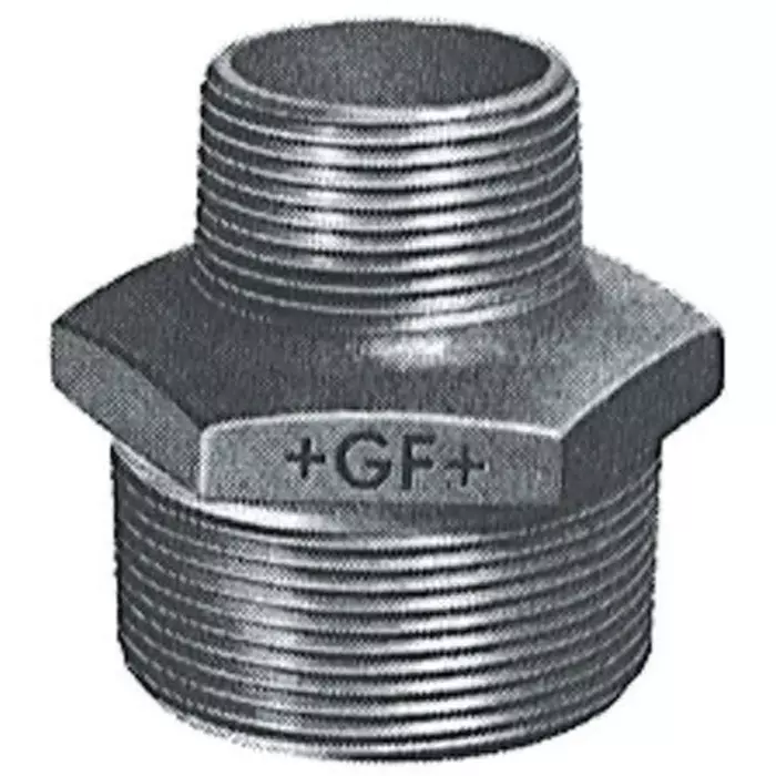 Georg Hexagon Nipple Fischer Black malleable Iron Fitting Reducer male BSPT 1/2in to 1/4in, 770245118 (Pack of 5)