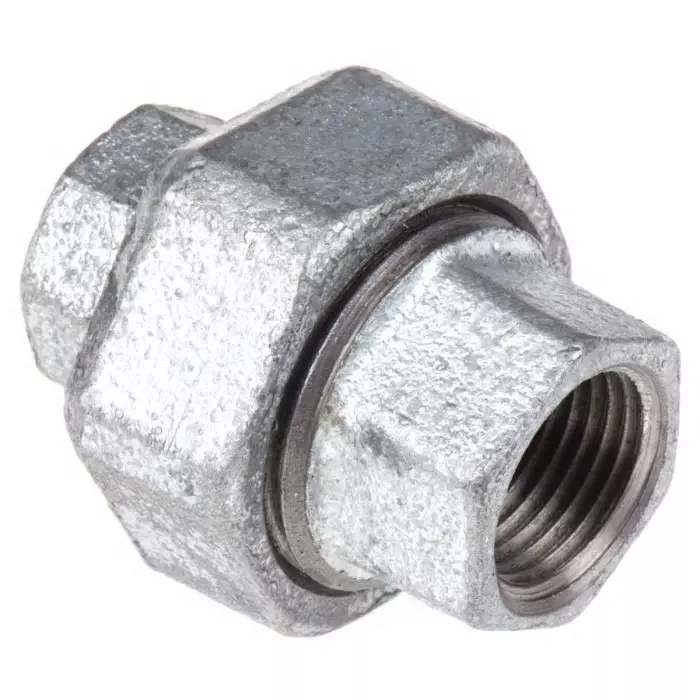 Georg Seat Union Fischer Galvanised malleable Iron Fitting Taper Female BSPP 1/2in to 1/2in, 770340204 (Pack of 2)