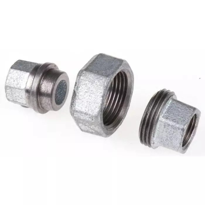 Georg Seat Union Fischer Galvanised malleable Iron Fitting Taper Female BSPP 1/2in to 1/2in, 770340204 (Pack of 2)