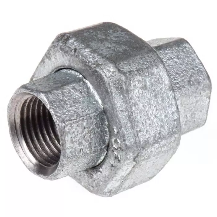 Georg Seat Union Fischer Galvanised malleable Iron Fitting Taper Female BSPP 1/2in to 1/2in, 770340204 (Pack of 2)