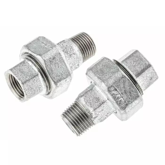 Georg Seat Union Fischer Galvanised malleable Iron Fitting Taper male BSPT 1/2in to Female BSPP 1/2in, 770341204 (Pack of 2)
