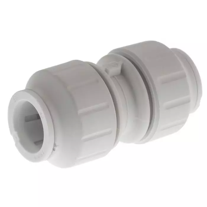 John Guest Plastic Pipe Fitting Straight Push Fit Coupler 15 mm, PEM0415W (Pack of 5)