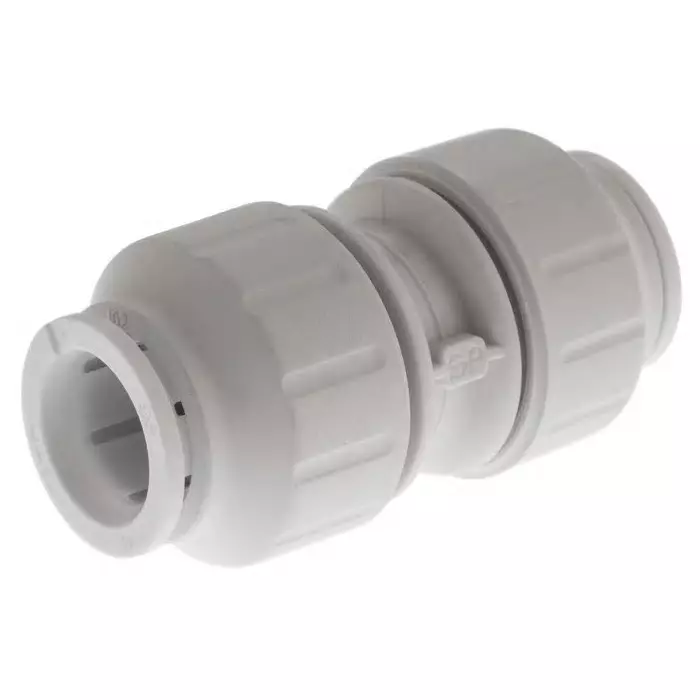 John Guest Plastic Pipe Fitting Straight Push Fit Coupler 15 mm, PEM0415W (Pack of 5)