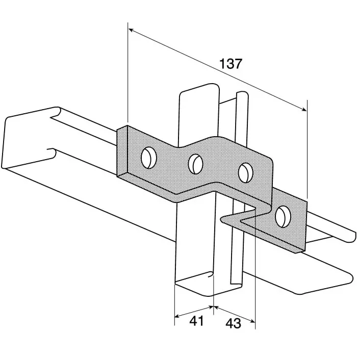 Unistrut Bracket 3 Hole Stainless Steel, 137 mm Length, suitable for 41 x 41 mm rack, P 1047 SS (Pack of 5)
