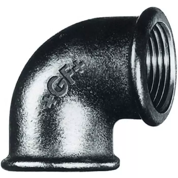 Georg Elbow Fischer Galvanised malleable Iron Fitting 90° Female BSPP 1-1/4in to 1-1/4in, 770090207 (Pack of 2)