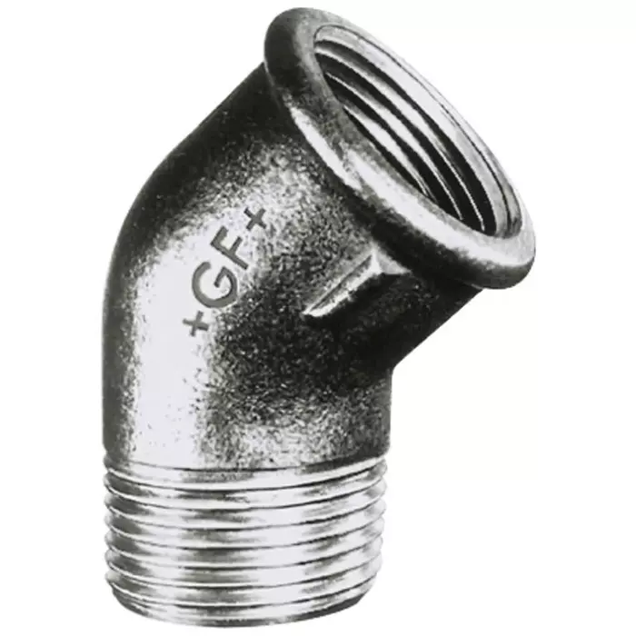 Georg Elbow Fischer Galvanised malleable Iron Fitting 45° male BSPT 1in to Female BSPP 1in, 770121206 (Pack of 5)