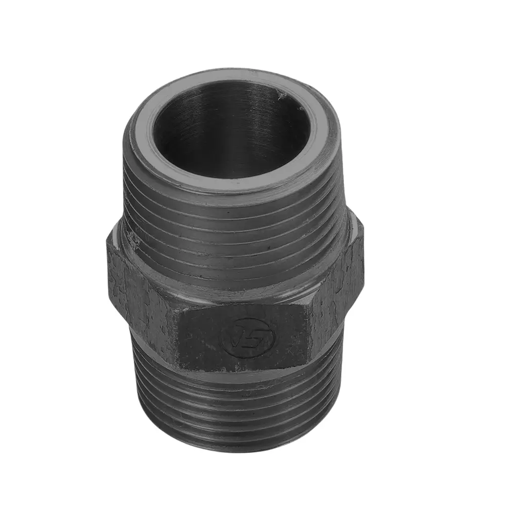 VS Steel Hex Nipple Heavy Die Head Thread Black Size - 15 mm (1/2 inch)