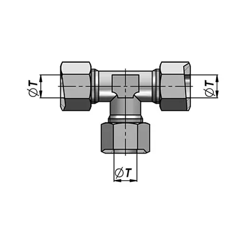 Chiffon Equal Tee Carbon Steel 25 mm (0.98 inch), CI/001/CS/350