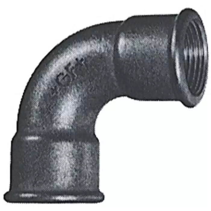 Georg Shrt Elbow Fischer Galvanised malleable Iron Fitting 90° Short Female BSPP 1/2in to 1/2in, 770012204 (Pack of 5)