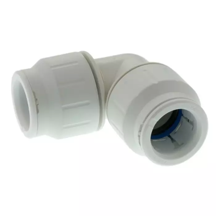 John Guest Plastic Pipe Fitting 90° Push Fit Elbow 22 mm, PEM0322W (Pack of 2)