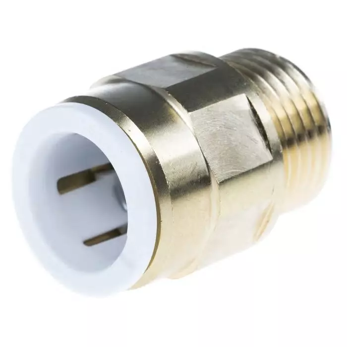 John Guest Brass Pipe Fitting Straight Push Fit Coupler Male 1/2in to Female 15 mm, 15MC(1/2)BRASS