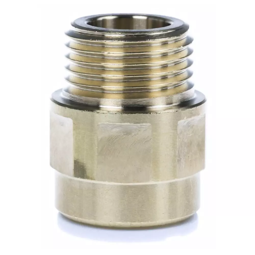 John Guest Brass Pipe Fitting Straight Push Fit Coupler Male 1/2in to Female 15 mm, 15MC(1/2)BRASS