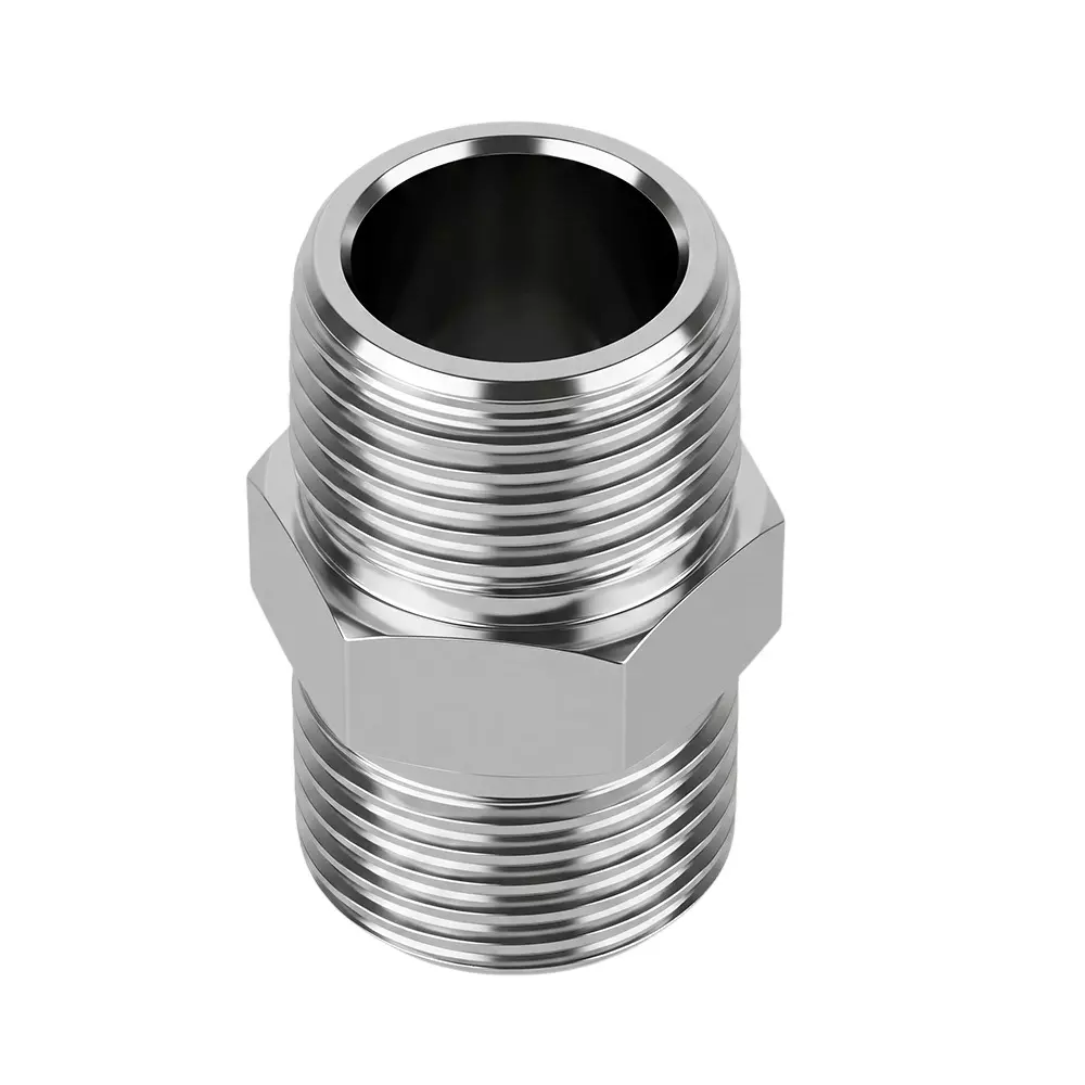 Aquai Hex Nipple Brass 15 mm Size Silver for Home & Office Use, SBI-001