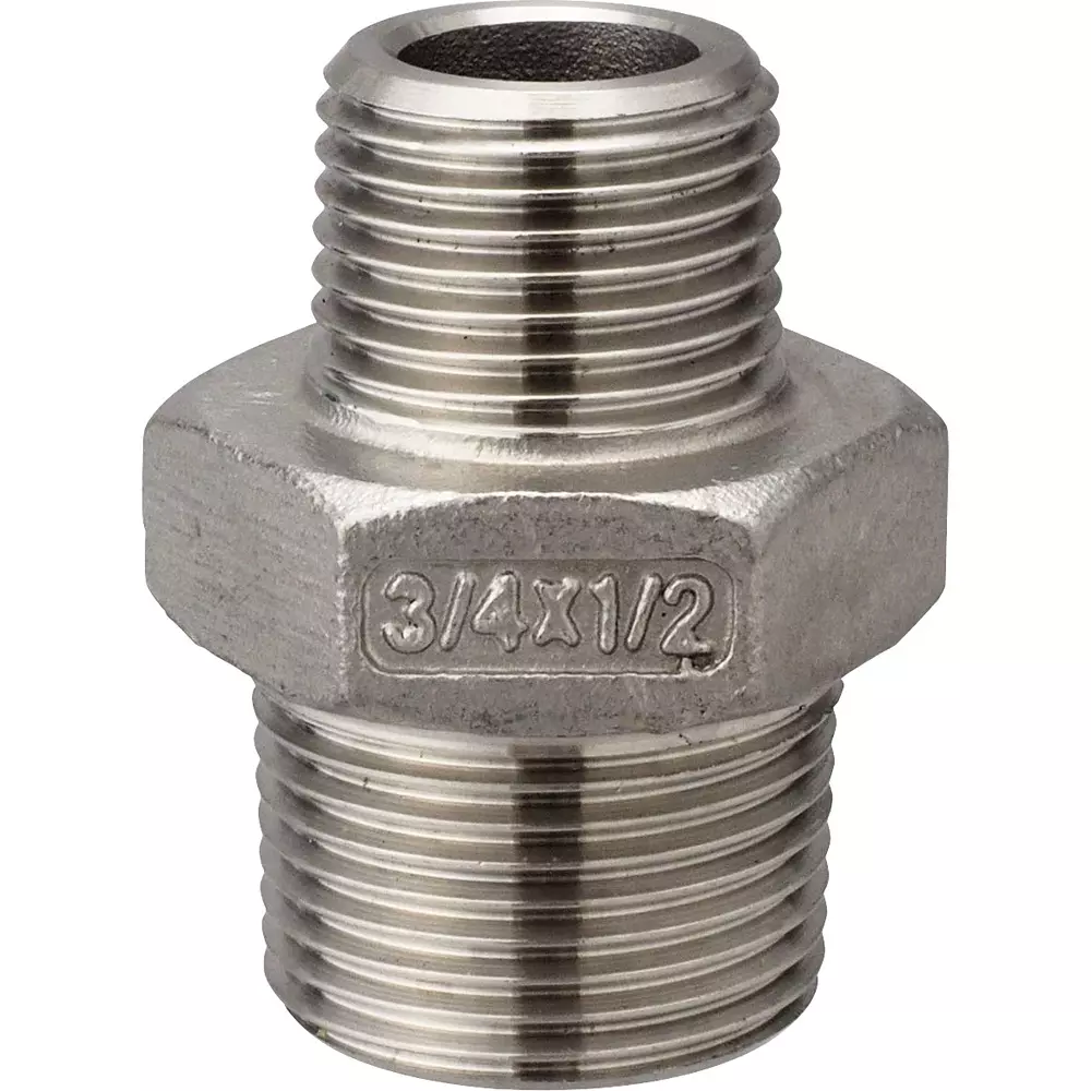 MonotaRO Reducing Hexagon Nipple Threaded Fitting Stainless Steel, 3/4x1/2