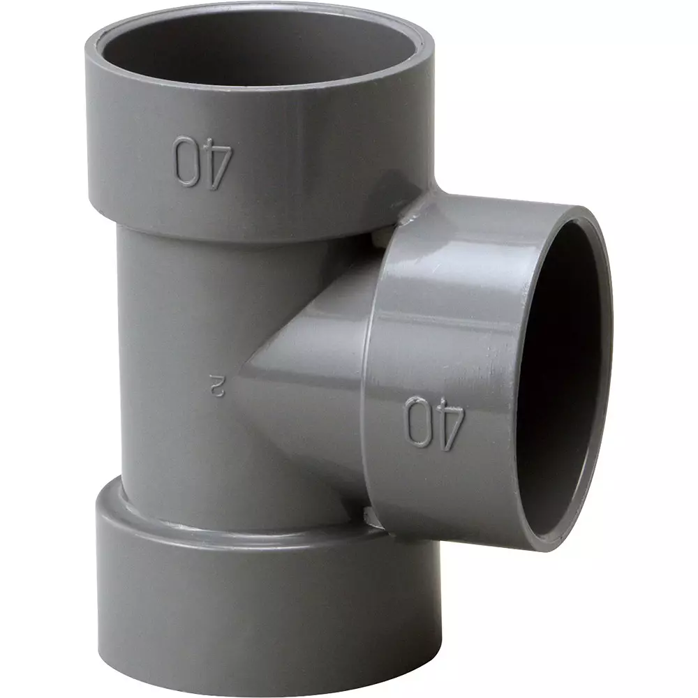 MonotaRO Dv90° Tee Rigid polyvinyl chloride 40 mm Nominal Diameter, 39440057